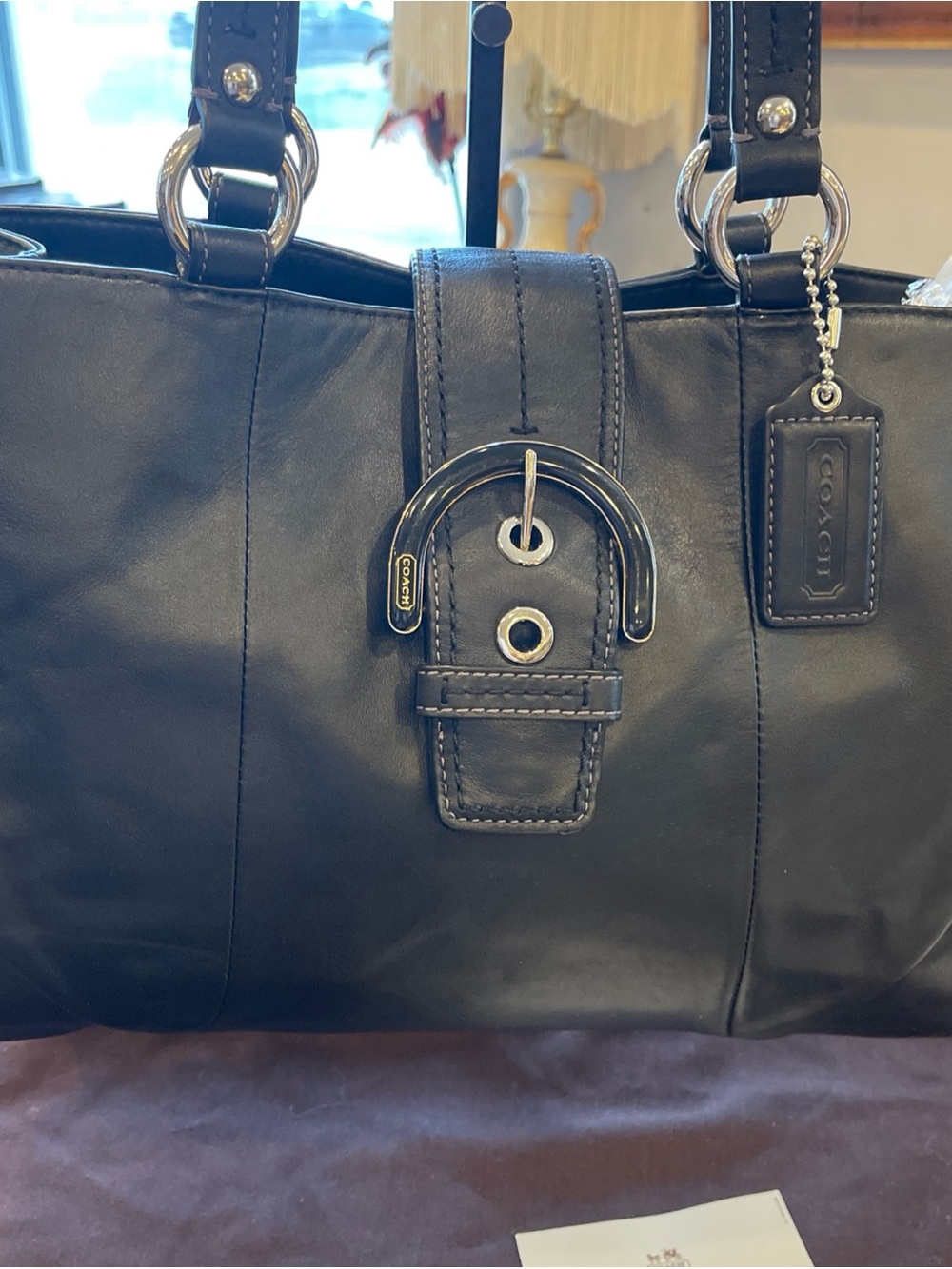 Coach Ashley Patent Leather Large Carryall shoulder bag Y2K black silver buckle - Picture 2 of 12